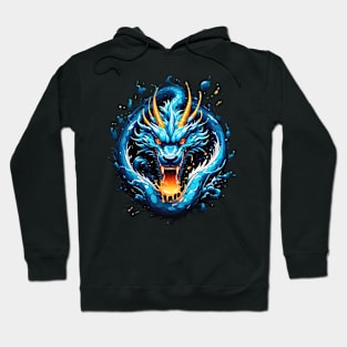 Roaring Blue Sapphire Dragon retro vintage 80s design Hoodie